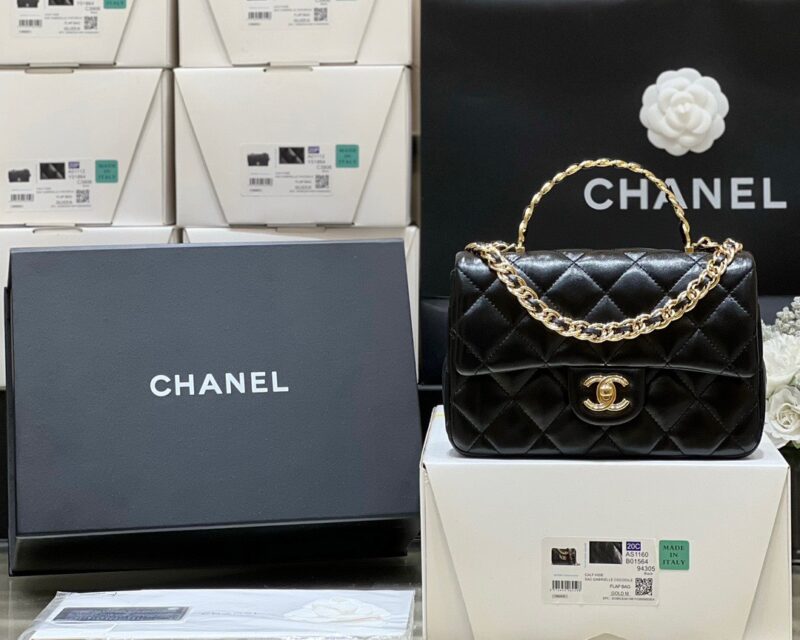 Chanel Mini Rectangular Flap With Top Handle Black 20cm