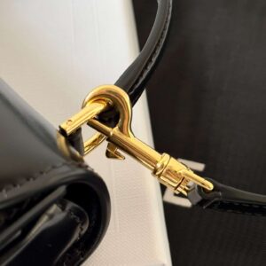 Celine Mini Crossbody Black Leather Strap Gold Lock 15.5x11cm