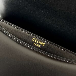 Celine Mini Crossbody Black Leather Strap Gold Lock 15.5x11cm