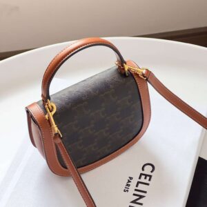 Celine Mini Handle Replica 11 Crossbody Handbag Brown Strap 15.5x11cm