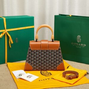 Goyard SAIGON Brown Handbag With Wooden Handle 28cm