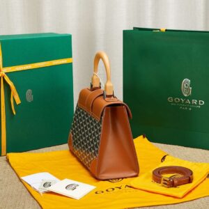 Goyard SAIGON Brown Handbag With Wooden Handle 28cm