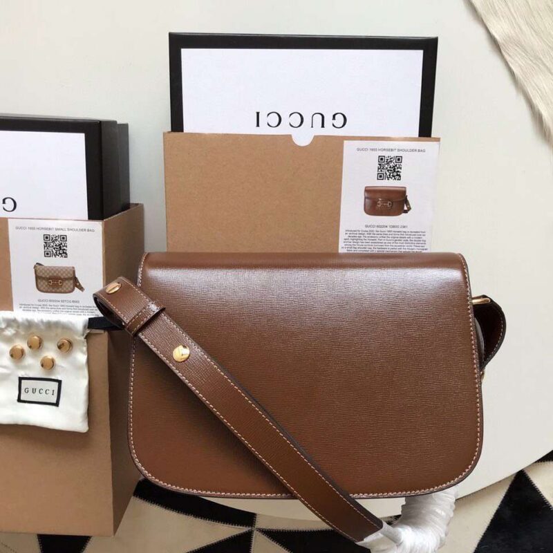 Gucci 1955 Horsebit Replica Bag 11 Women’s Brown Smooth Leather 25cm