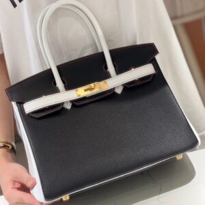 Hermes Birkin 30 Black/White Togo leather Gold Hardware