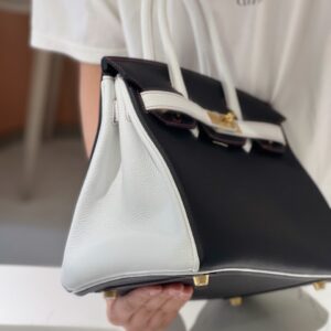 Hermes Birkin 30 Black/White Togo leather Gold Hardware
