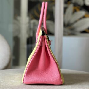 Hermes Birkin 30 Yellow/Rose Pink Togo Leather Gold Hardware