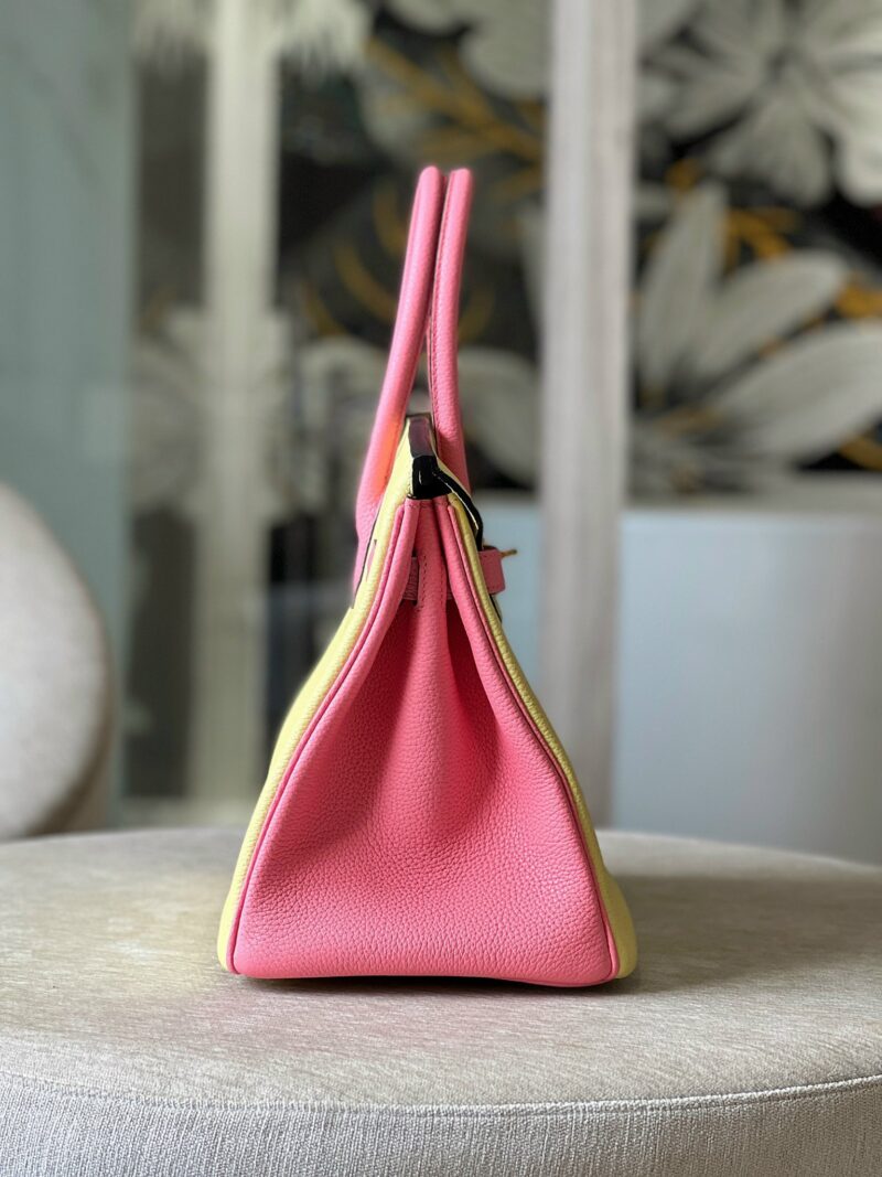 Hermes Birkin 30 Yellow/Rose Pink Togo Leather Gold Hardware