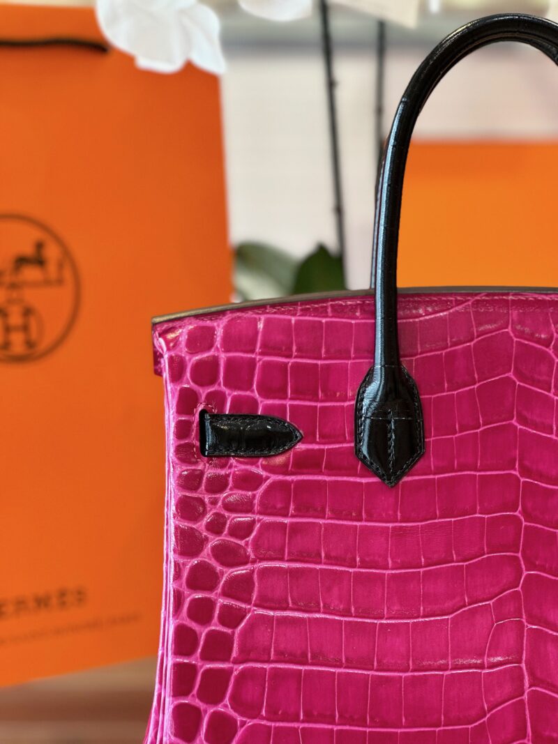 Hermes Birkin Pink/Black Genuine Crocodile Leather Gold Hardware – Custom Made