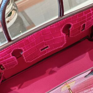 Hermes Birkin Pink/Black Genuine Crocodile Leather Gold Hardware – Custom Made