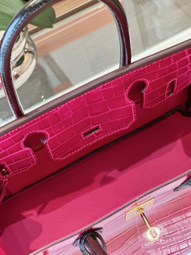 Hermes Birkin Pink/Black Genuine Crocodile Leather Gold Hardware – Custom Made