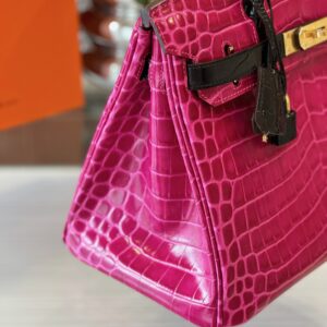 Hermes Birkin Pink/Black Genuine Crocodile Leather Gold Hardware – Custom Made