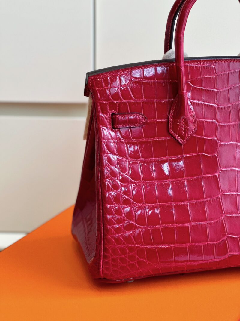 Hermes Birkin 25 Red Genuine Crocodile Leather Palladium Hardware