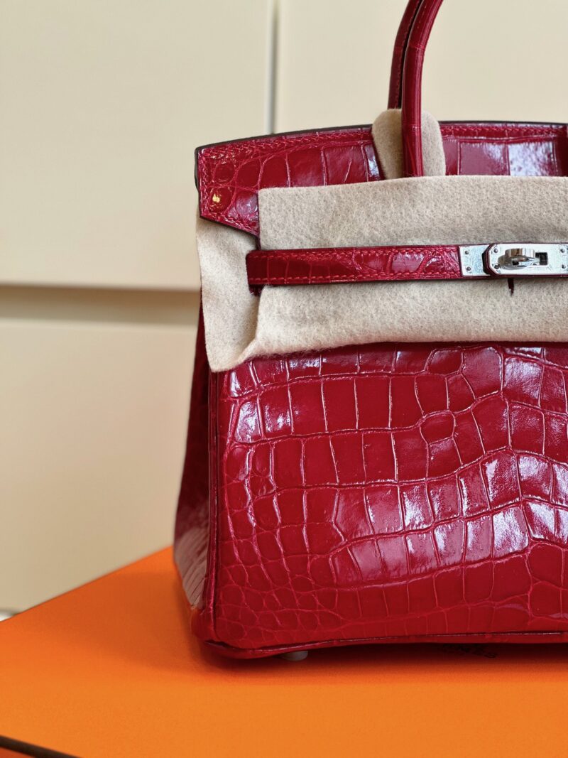 Hermes Birkin 25 Red Genuine Crocodile Leather Palladium Hardware