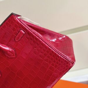 Hermes Birkin 25 Red Genuine Crocodile Leather Palladium Hardware