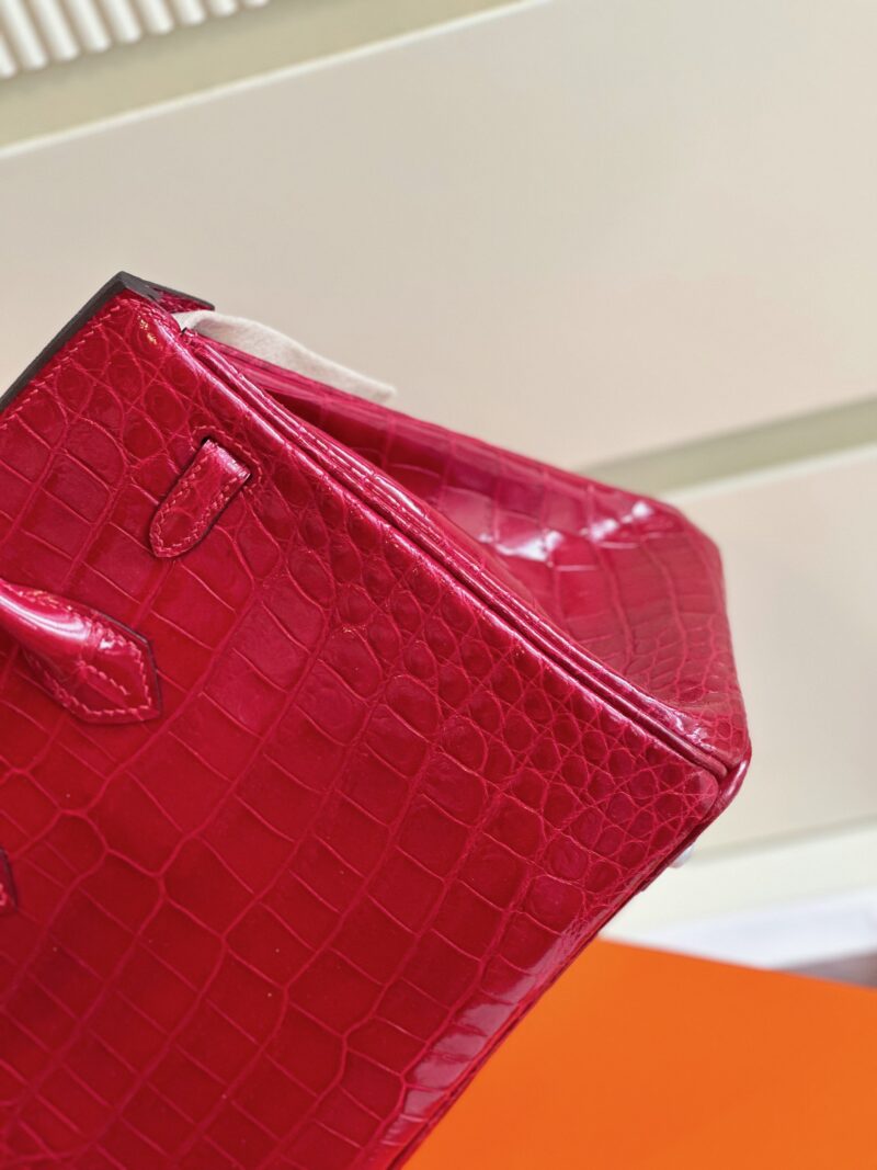 Hermes Birkin 25 Red Genuine Crocodile Leather Palladium Hardware
