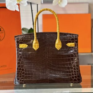 Hermes Birkin 30 Brown/Gold Genuine Crocodile Leather Gold Hardware – Custom Made