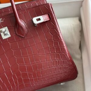 Hermes Birkin Woman’s Hand Sewing Like Auth Red Handbags 25cm