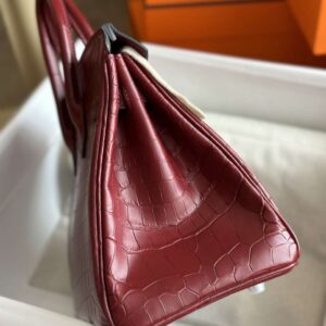 Hermes Birkin Woman’s Hand Sewing Like Auth Red Handbags 25cm