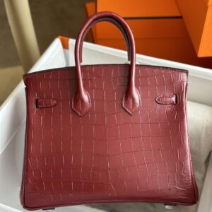 Hermes Birkin Woman’s Hand Sewing Like Auth Red Handbags 25cm