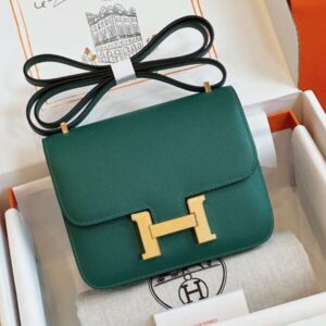 Hermes Constance Bag Epsom Gold Handbags Green 19cm