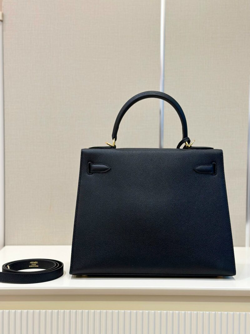 Hermes Kelly 28 Black Epsom Leather Gold Hardware