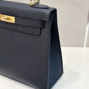 Hermes Kelly 28 Black Epsom Leather Gold Hardware
