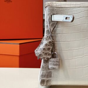 Hermes Kelly 25 Himalaya Albino Genuine Crocodile Leather Palladium Hardware