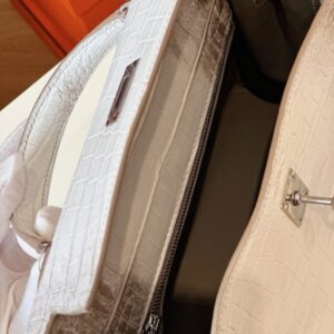 Hermes Kelly 25 Himalaya Albino Genuine Crocodile Leather Palladium Hardware