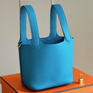 Hermes Picotin 18 Blue Togo Leather Gold Hardware