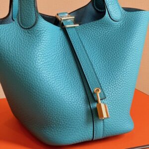 Hermes Picotin 18 Blue Togo Leather Gold Hardware