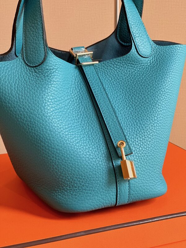 Hermes Picotin 18 Blue Togo Leather Gold Hardware