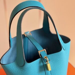 Hermes Picotin 18 Blue Togo Leather Gold Hardware