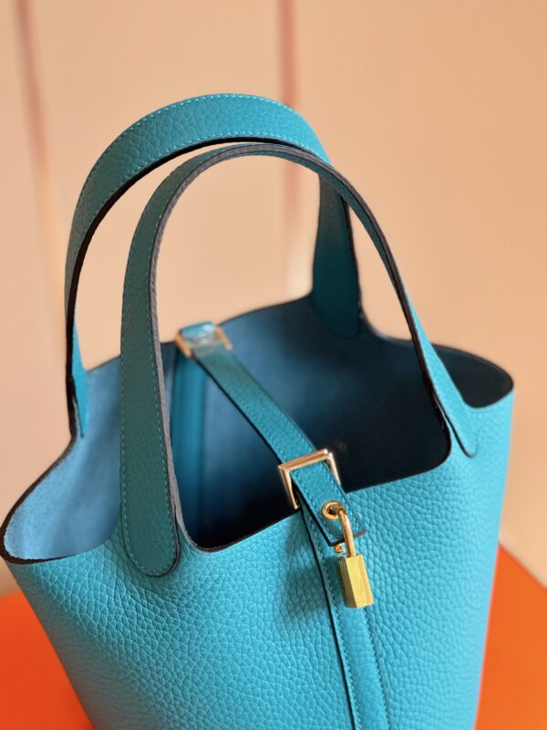 Hermes Picotin 18 Blue Togo Leather Gold Hardware