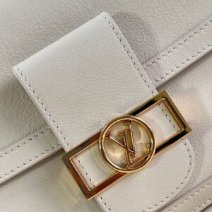Louis Vuitton LV Dauphine Soft Women’s White Cowhide Leather Bag 24x17x9cm