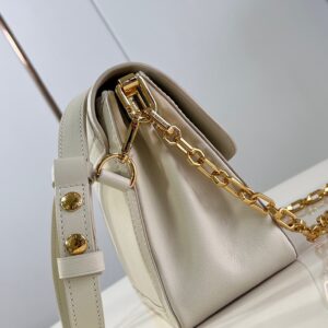 Louis Vuitton LV Dauphine Soft Women’s White Cowhide Leather Bag 24x17x9cm