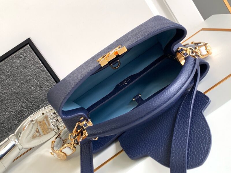 Louis Vuitton LV Capucines BB Woman’ Like Auth Navy Blue Handbags 27x18x9cm