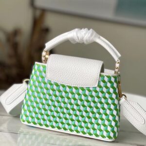 Louis Vuitton LV Capucines Green And White Pattern Handbags 21cm