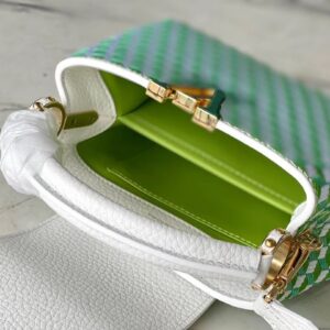 Louis Vuitton LV Capucines Green And White Pattern Handbags 21cm