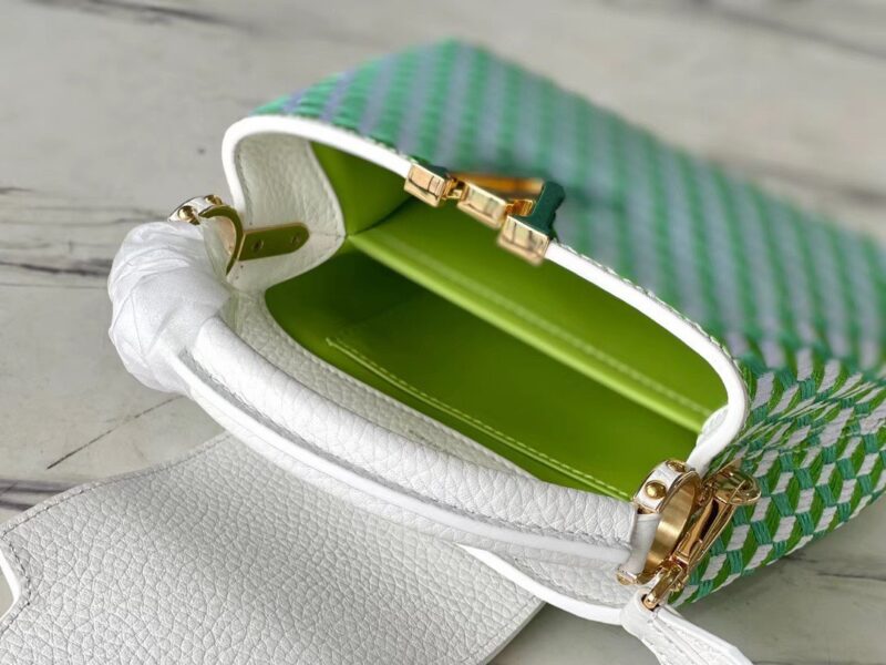 Louis Vuitton LV Capucines Green And White Pattern Handbags 21cm
