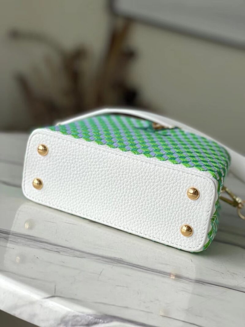 Louis Vuitton LV Capucines Green And White Pattern Handbags 21cm