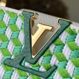 Louis Vuitton LV Capucines Green And White Pattern Handbags 21cm