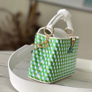 Louis Vuitton LV Capucines Green And White Pattern Handbags 21cm