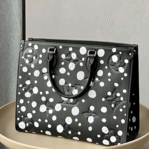 Tui-Louis-Vuitton-LV-On-The-Go-Replica-11-Hoa-Tiet-Cham-Bi-35x27x14cm-1-600x800-1 Louis Vuitton LV On The Go Black Polka Dot Pattern Handbags 35x27x14cm