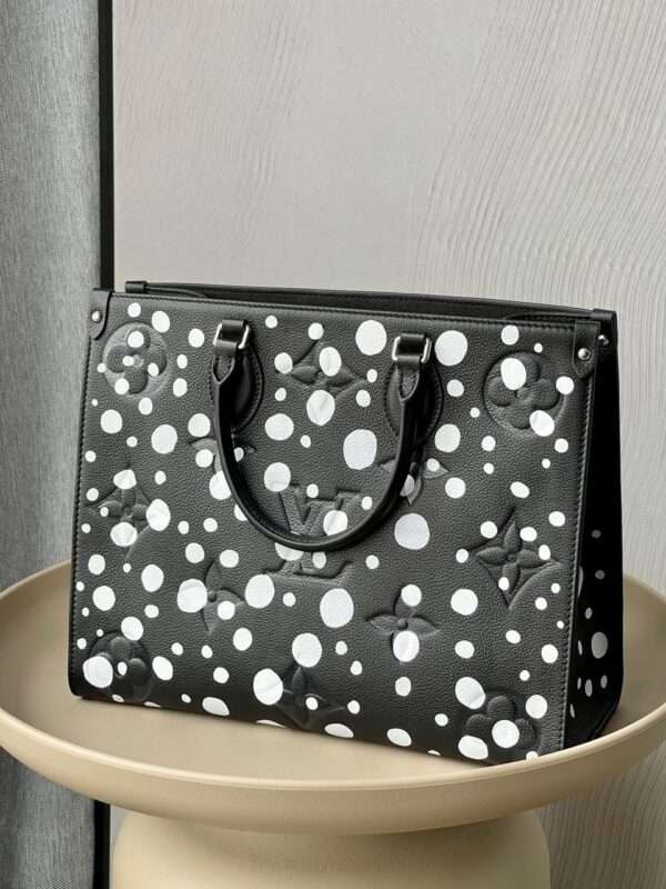 Louis Vuitton LV On The Go Black Polka Dot Pattern Handbags 35x27x14cm