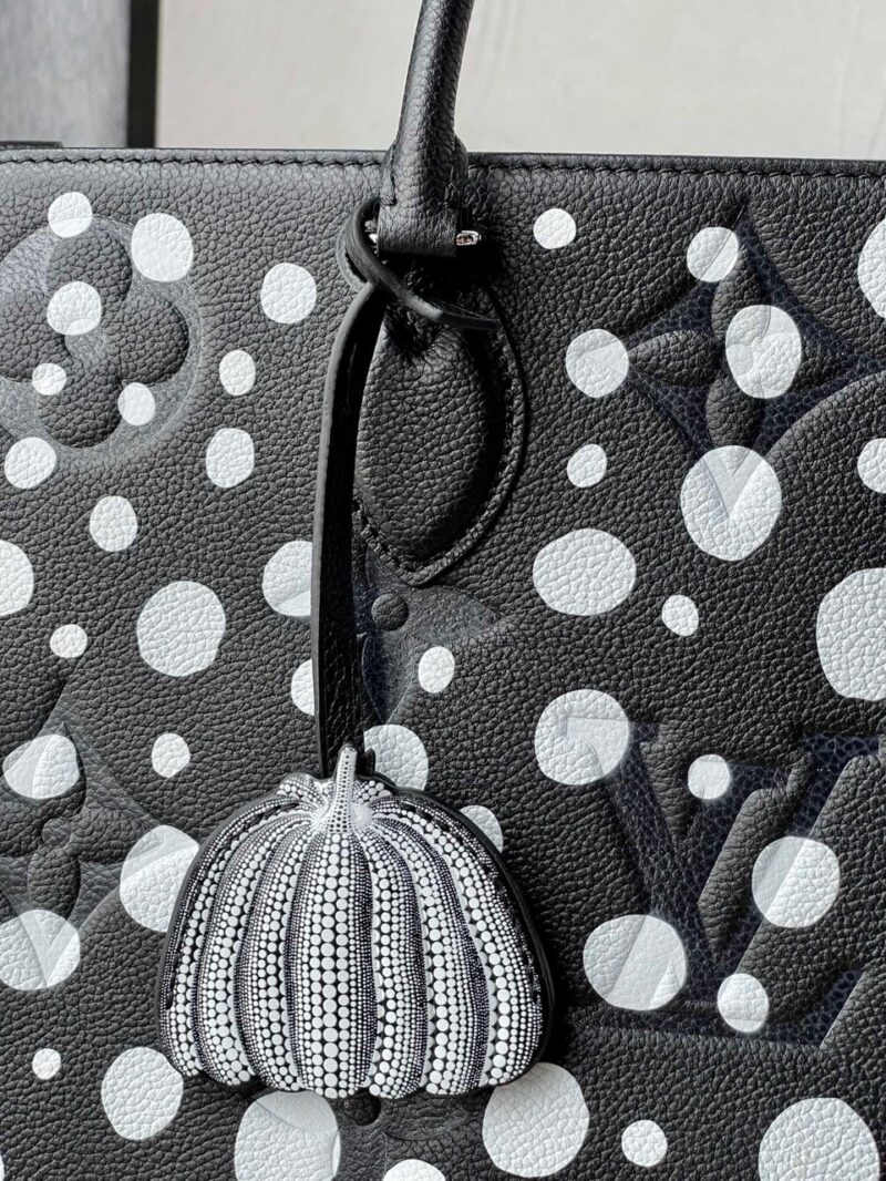 Louis Vuitton LV On The Go Black Polka Dot Pattern Handbags 35x27x14cm