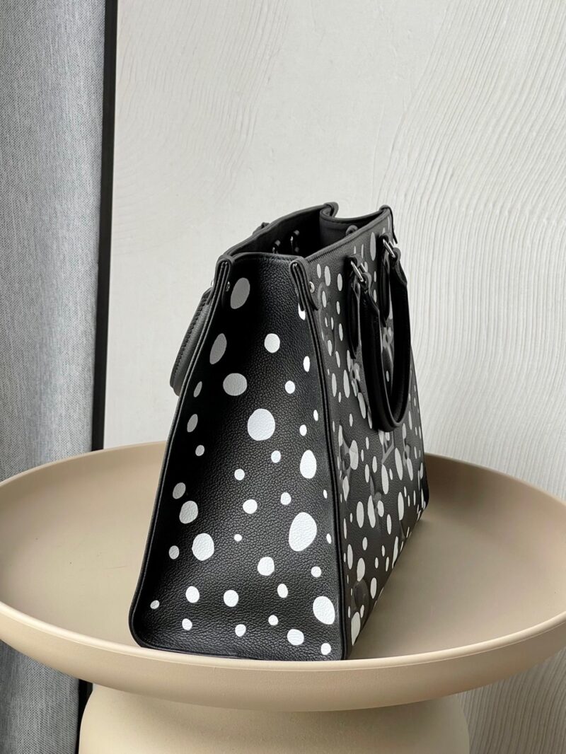 Louis Vuitton LV On The Go Black Polka Dot Pattern Handbags 35x27x14cm