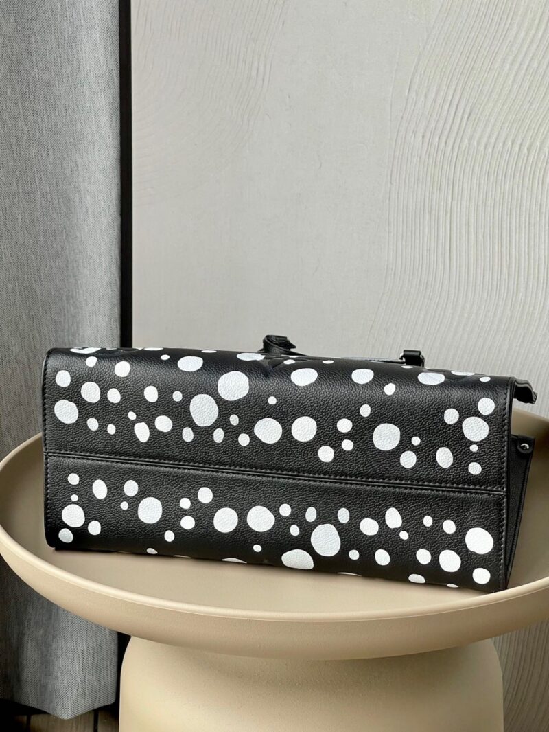 Louis Vuitton LV On The Go Black Polka Dot Pattern Handbags 35x27x14cm