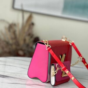 Louis Vuitton LV Twist Mix Pink Red Handbags Cowhide Leather 24cm