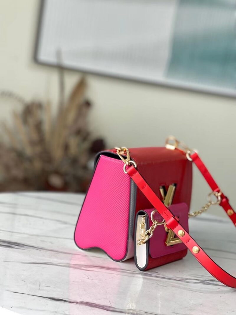 Louis Vuitton LV Twist Mix Pink Red Handbags Cowhide Leather 24cm