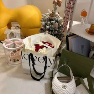 Gucci GG Marmont Half Moon Luxury Handbag White 24cm